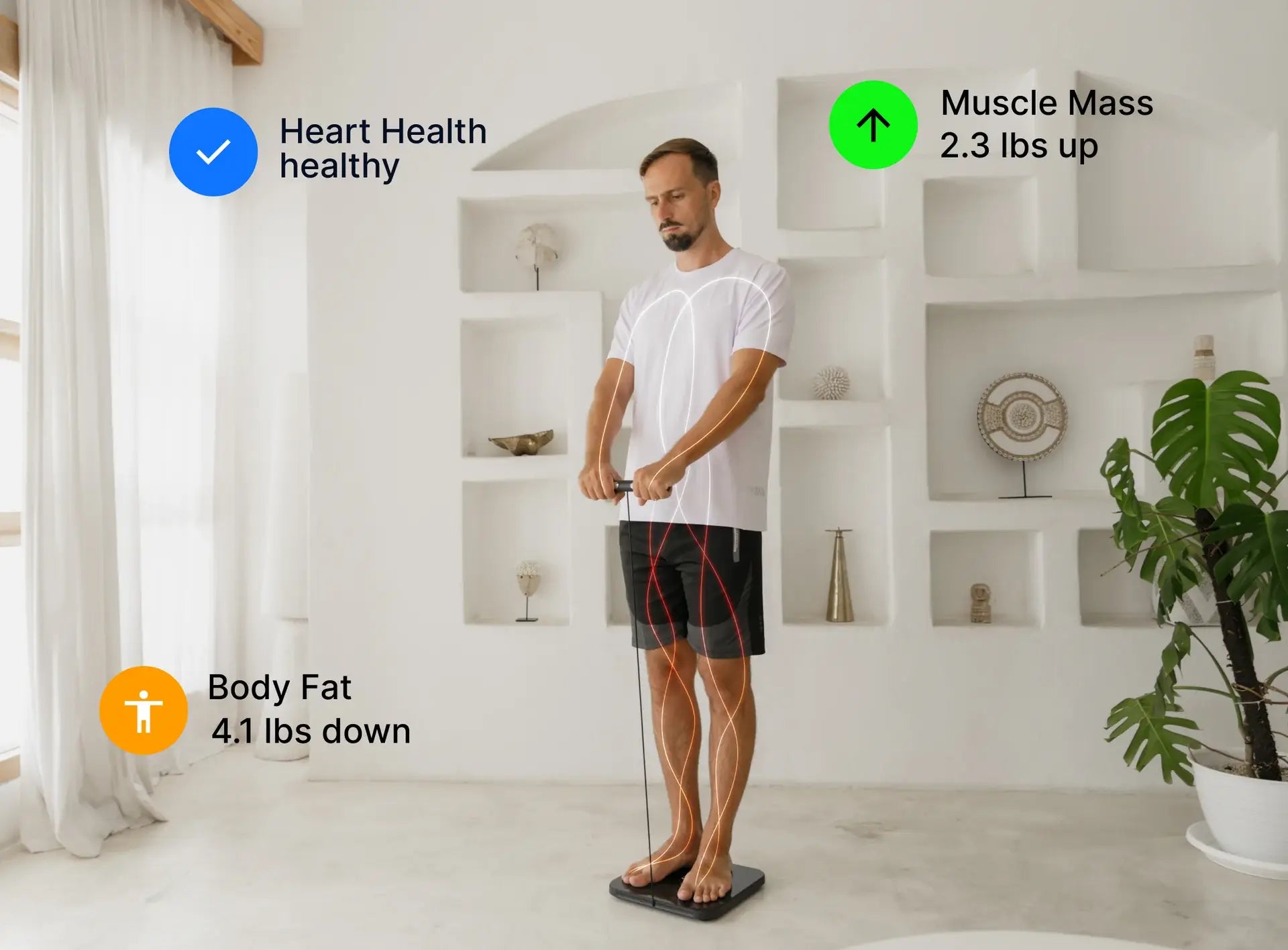Man on Hume Body Pod with metrics
